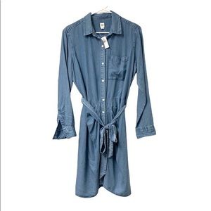 Gap Chambray Tie Waist Long Sleeve Shirt Dress - Size M